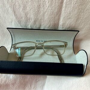 Kids Warby Parker Clear Eyeglasses with Case Wilkie Sea Glass Gray M Frames